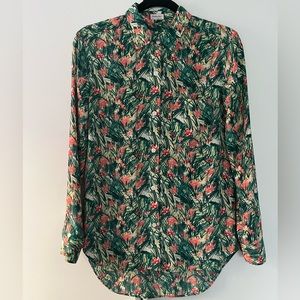 Aritzia Sunday Best Montana Shirt Unique Flower Print Silky Button Up XS